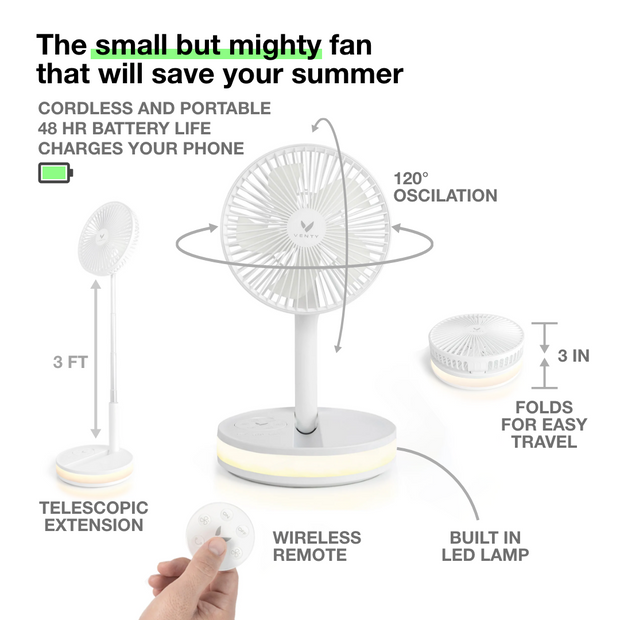 My Foldaway Rechargeable Fan, All in 1 Folding Fan for Bedroom/Desk and  More, Portable Travel Fan Fits in Suitcase, 10 Hour Battery Life, Quiet